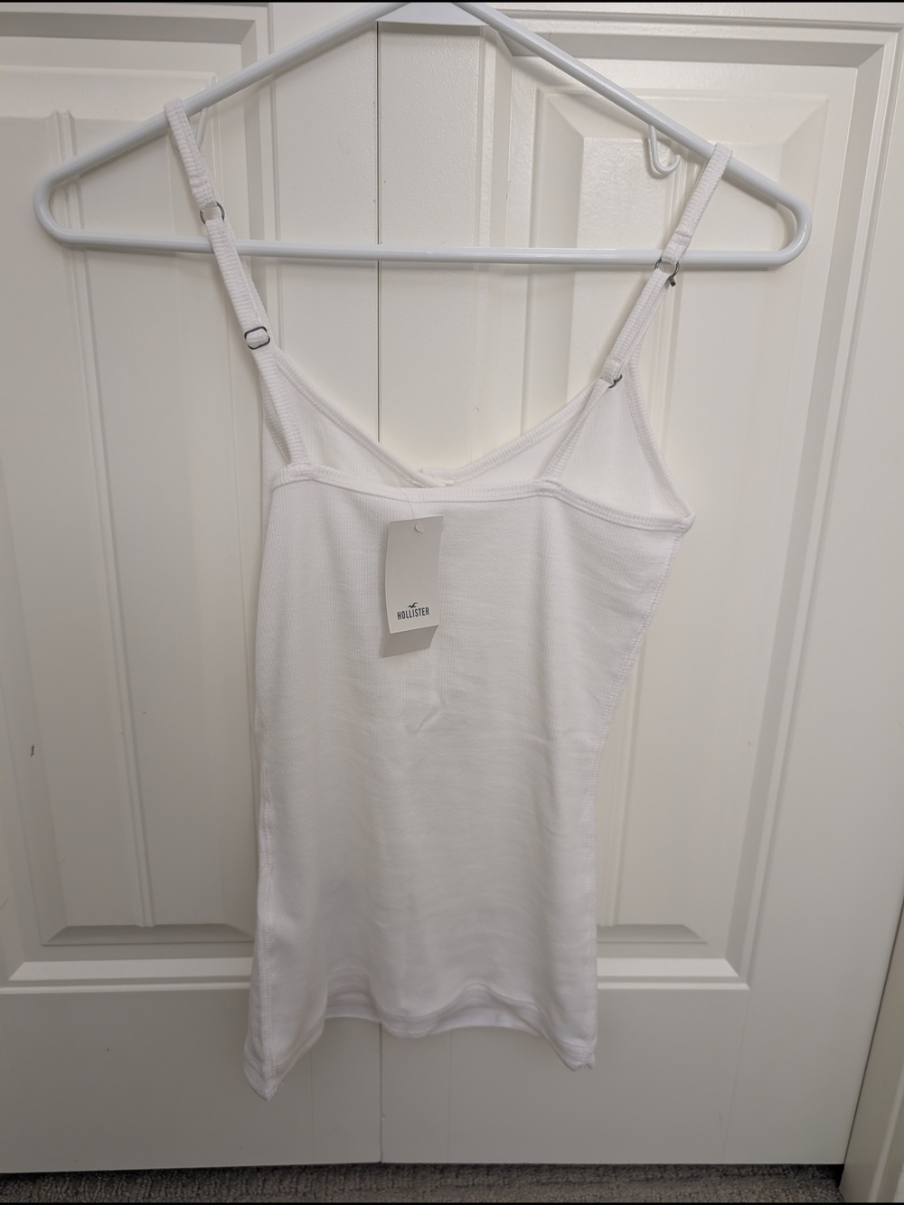 Hollister White Ribbed Button-Front Tank Top - Picture 2 of 2